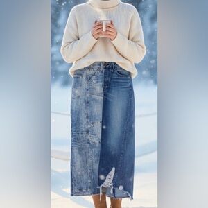 Plus size UPCYCLED denim maxi skirt size 2X